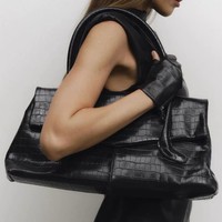 Sac fourre-tout de luxe personnalisé OEM à motif crocodile pour femme, sac à main en cuir véritable, fournisseur d'usine