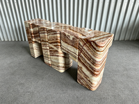Base de table console de luxe en onyx tigre persan naturel, motif puzzle emboîtable, taille personnalisée, onyx poli