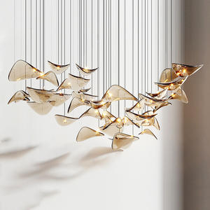 Luz colgante de Arte Moderno personalizada, líneas decorativas, paneles de vidrio transparentes ondulados, <span class=keywords><strong>techo</strong></span> para Villa, Hotel, sala de estar, salón - Product Image 1