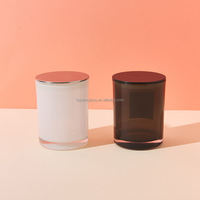 Bocaux à bougies en verre translucide blanc/noir de 315 ml/10,5 oz (6 ensembles/carton) avec couvercle en métal noir/argenté pour la fabrication de bougies