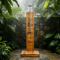 Sauna extérieur en bois massif, bain froid en bois, douche extérieure, ensemble complet SPA de jardin, entrée en verre, style jardin extérieur