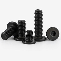 Vis M4 x 4 mm à tête plate ultra-mince, six pans creux, oxyde noir, vis à tête plate entièrement filetée pour table et amélioration de l'habitat