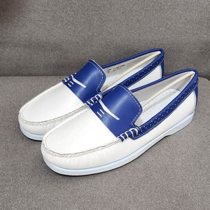 Mocasines Blancos y Azules de Alta Calidad, Hechos a Mano con Cuero Genuino Suave, Zapatos Náuticos Unisex para Conducir y Viajar, Bateaux Hommes - Product Image 3