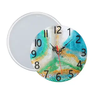 YS jam cetakan silikon Alarm, cetakan Resin bulat pengatur waktu untuk kerajinan Resin DIY dekorasi dinding rumah