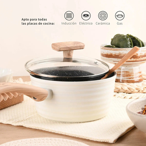 Modern Ceramic Non-Stick <b>Cookware</b> <b>Set</b> Glass Lids Bakelite Handles 10-Piece Enamel Coated Oven Dishwasher Safe for Gas <b>Induction</b> - Product Image 4