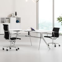 Bureau de direction en acier inoxydable en forme de L, blanc, ergonomique, avec chaise, mobilier de bureau moderne de luxe