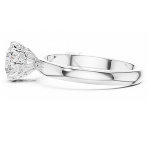 Anillo de Compromiso Solitario Redondo de Oro Amarillo con Engaste de Corona, Anillo de Diamantes Vintage con Filigrana, Joyería Nupcial Elegante y Clásica - Product Image 4