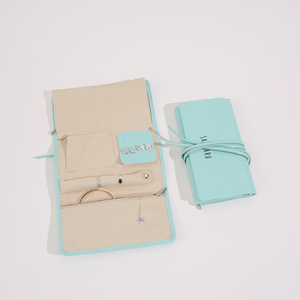 Custom Logo Design PU Leather Luxury Pouch Velvet Jewelry Storage Travel Organizer <b>Roll</b> Bag Jewellery Packaging cases - Product Image 3