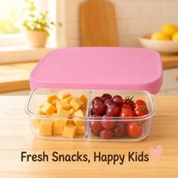 Boîte à lunch bento rose pour filles, 4 compartiments, étanche, réutilisable, portable, pour l'école, vente en gros