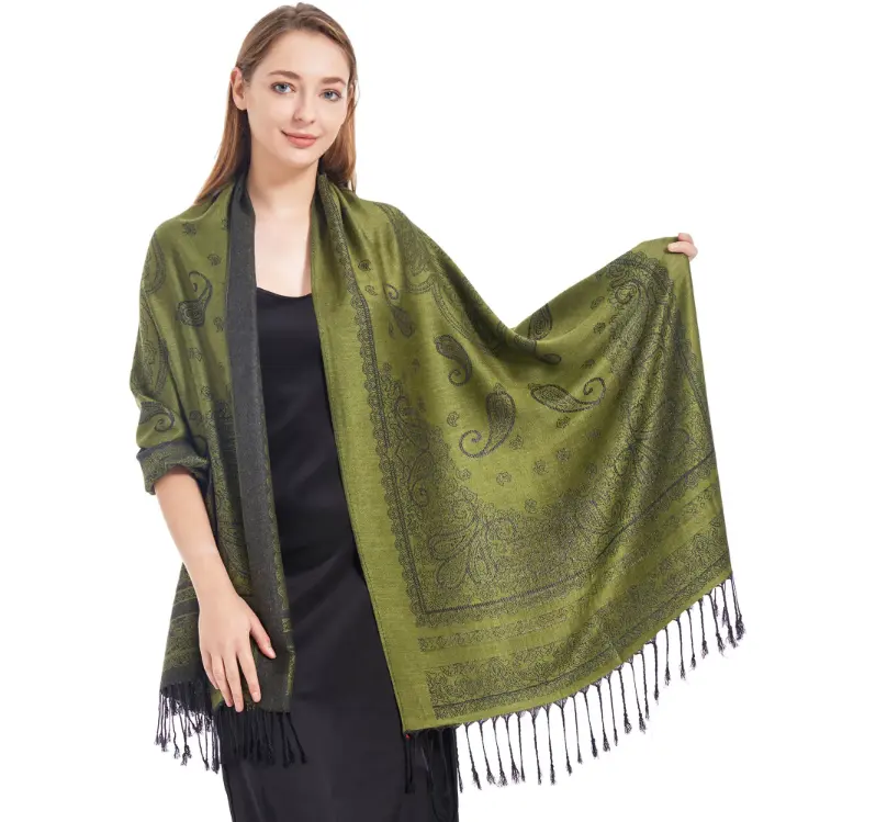 China Supplier Super Soft Fashion Jacquard Acrylic Pashmina Shawl Wrap Paisley Scarf