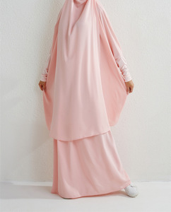 Nabi <span class=keywords><strong>Ashura</strong></span> Borka musulmán Popular de alta calidad de moda elegante Color sólido dos piezas Jilbab última manga larga - Product Image 5