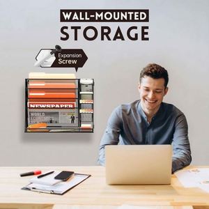 <b>Wall</b> File Organizer 5-Tier Hanging <b>Wall</b> File Organizer with R-shaped Bottom Tray <b>Desk</b> Organizer with 4 Tiers Durable Pen Slots - Product Image 5