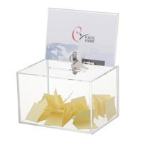Boîte de rangement alimentaire carrée en acrylique avec verrouillage, boîte à dons, boîte à cartes de visite, boîte à billets, boîte à suggestions - Transparente et durable