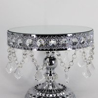 Support à gâteau de luxe moderne en métal doré et argenté avec cristaux, plateau à desserts, support à cupcakes, socle pour mariage, banquet, fête, buffet