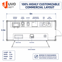 UVO 20ft Cafe Cube Standard Prefab Modular Shop |   Bar à café mobile hautement personnalisable de 18 m² - Boutique de vente au détail en conteneur amovible