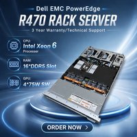 Server Rak Mount AI Virtualisasi Layanan Cloud Dell EMC PowerEdge R470 1U Terbaik dengan Chassis 4*3.5/8*2.5 Inch/Kartu Boos NVMe