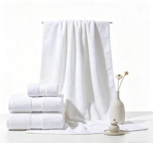 Ensemble de serviettes de luxe 5 étoiles pour hôtel, 100% coton biologique, écologique, hypoallergénique, avec logo personnalisé, jacquard, serviettes de visage, tapis de bain, serviettes de toilette - Product Image 1