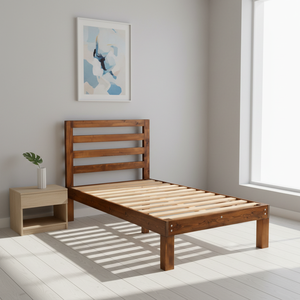 Cadre de lit king size avec tête de lit, 100% <span class=keywords><strong>bois</strong></span> massif, style scandinave, compatible avec tous les matelas, antidérapant, assemblage <span class=keywords><strong>en</strong></span> 30 minutes - Product Image 3