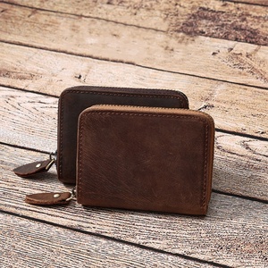 Custom Vintage Coin Purse Zipper Mini Card <b>Holder</b> Genuine Leather Women Minimalist Zipper Wallet Short Coin Purse - Product Image 6