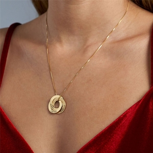 Personalized <strong>Russian</strong> <strong>Ring</strong> <strong>Necklace</strong> Three <strong>Rings</strong> Gold Plated Engraved Names Circle <strong>Necklace</strong> Birthday Gift Family Friends - Product Image 4