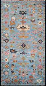 Tapis bleu indien Oushak authentique noué à la main Personnalisez la taille disponible au prix de gros - Product Image 3