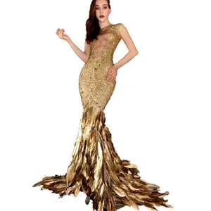Y1902NOVANCE 2021 toptan See Through uzun tüy etek yaz trend elbise Mermaid elbise kadınlar için