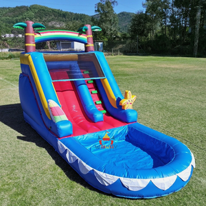 Toboggan aquatique gonflable d'extérieur avec <span class=keywords><strong>piscine</strong></span>, équipement de jeu pour les fêtes d'été des enfants dans la cour, pour des journées amusantes en famille dans le jardin - Product Image 4