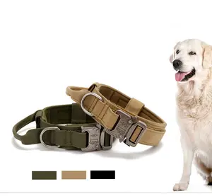 2023 collier de chien tactique pour grandes races épais avec poignée colliers de chien en métal réglables grands colliers de chien américain bully large
