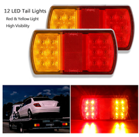 2 Packs de feux arrière 12V 12 LED feux de remorque universel pour remorques camions bateaux fourgons caravane