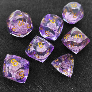 Ensemble de dés en résine faits à la main avec pierres précieuses, 7 pièces, dés polyédriques à noyau liquide pour jeux de rôle, Donjons et Dragons, jeux de table, dés DND - Product Image 2