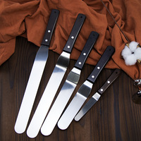 Spatule à crème à gâteau droite en acier inoxydable avec logo personnalisé avec poignée en plastique pour outils de décoration de gâteaux