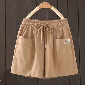 Women's Casual Shorts Elastic Waist Tie Belt Loose Fit High Waist Wide Leg A Line Breathable Cotton Summer Pants - Product Image 2