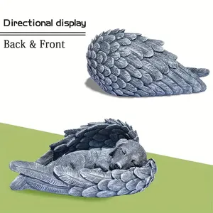 Statua Commemorativa Personalizzabile in Resina a Forma di Cane Angelo (Disponibile negli USA) - Design con Ali e Nido, Opzione Incisione, Ideale per Decorazione Domestica - Product Image 5