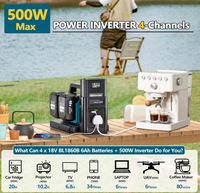 Convertisseur de courant à onde sinusoïdale pure 500W pour batterie Makita 18V, 4 ports DC 18V vers prises AC 230V, chargeur de voiture