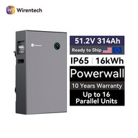 Batterie de stockage solaire optimisée 51,2 V 314 Ah avec interface tactile intégrée, 16 unités en parallèle pour la sauvegarde industrielle