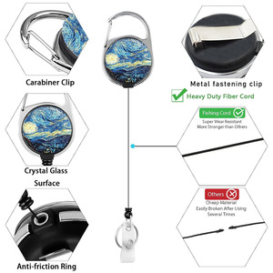 In stock: Night Sky Retractable Badge Clip Keychain with Horizontal <b>ID</b> Card <b>Holder</b>, Double-sided UV Printed Polyester Lanyard - Product Image 2