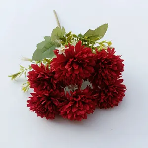 गर्म बिक्री विवाह रेशम छोटी गेंद गुलदाउदी रियल टच कृत्रिम फूल पिंग पोंग गुलदाउदी
