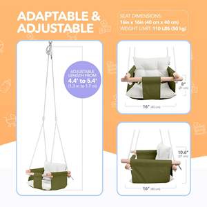 Chaise suspendue pour bébé Cateam en toile et bois avec ceinture de sécurité pour une utilisation intérieure et extérieure - Product Image 5