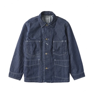 New Arrival Fashion Casual Raw Denim <b>Jacket</b> Custom Logo High Quality <b>Men</b> Blue Jacquard Denim <b>Jacket</b> for <b>Men</b> - Product Image 1