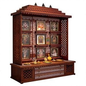 Sri Ram Darbar Solid Wood Pooja Mandir For Home Grand Shri Khatu Shyam Darbar Temple Home Mandir Custom Made Wooden Pooja Unit - Product Image 4