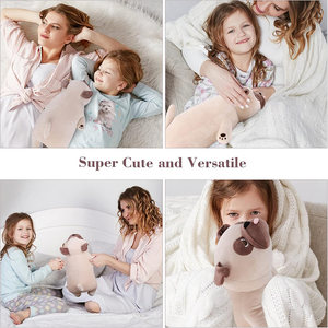 3.5 livres brun peluche bouledogue animaux en peluche Squishy grand jouet oreiller pour le soulagement du Stress adultes enfants pondéré <span class=keywords><strong>carlin</strong></span> jouets - Product Image 4