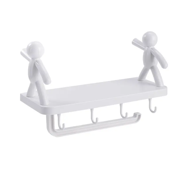 Creative Simple Wall Hanging Human Guardrail Hook Multifunctional Shelf Kitchen Storage Rack Bathroom Office Shelf