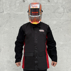 Traje de Seguridad LINCOLN, Chaqueta de Soldadura con Mangas de Cuero y Algodón Ignífugo, Ropa Protectora para Soldadores, Garantía de 1 Año - Product Image 1