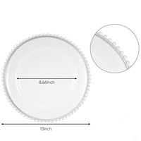 Assiettes de présentation en plastique transparent perlé pour mariage, 13 pouces, en acrylique transparent perlé pour assiettes de dîner, vente en gros