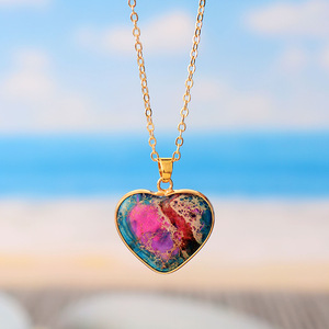 Delicado Collar con Colgante de Jaspe Sedimentario Marino para Mujer, Joyería con Dije de Corazón, Ideal para Yoga y Meditación, Regalo Perfecto, Joyería de Piedras Preciosas - Product Image 5