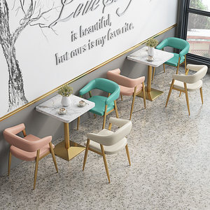 Set di Tavoli e Sedie in Stile Semplice con Braccioli in PU per Negozi di Tè al Latte e Caffetterie Commerciali - Product Image 4