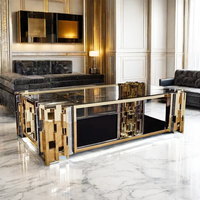 Nouvel arrivage Table basse rectangulaire de luxe en acier inoxydable avec illusion et dessus en verre pour la maison, hôtel, table d'appoint, ensemble de salon