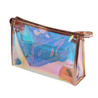 Sac de rangement portable haut de gamme direct d'usine étui de maquillage gravé au laser irisé transparent Logo personnalisable pour un usage quotidien