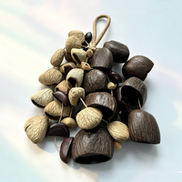Shaker à quatre coquilles de graines mélangées, 53 pièces, fait main, en coquilles de noix naturelles, pour percussion manuelle et musique enregistrée