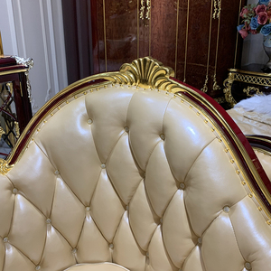 <span class=keywords><strong>Chaise</strong></span> <span class=keywords><strong>Longue</strong></span> RUI SEN de Madera Maciza Francesa con Tapicería de Cuero, Estilo Europeo de Lujo, Tallada en Color Rojo Vino, Mueble de Villa, Silla de Descanso Esculpida - Product Image 3